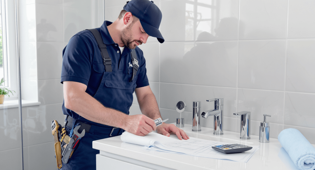 Plombier examinant des devis pour une estimation rapide dans le 92