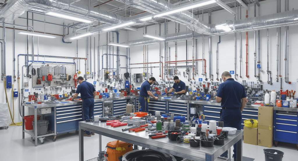 Plombier effectuant une réparation rapide de plomberie efficace