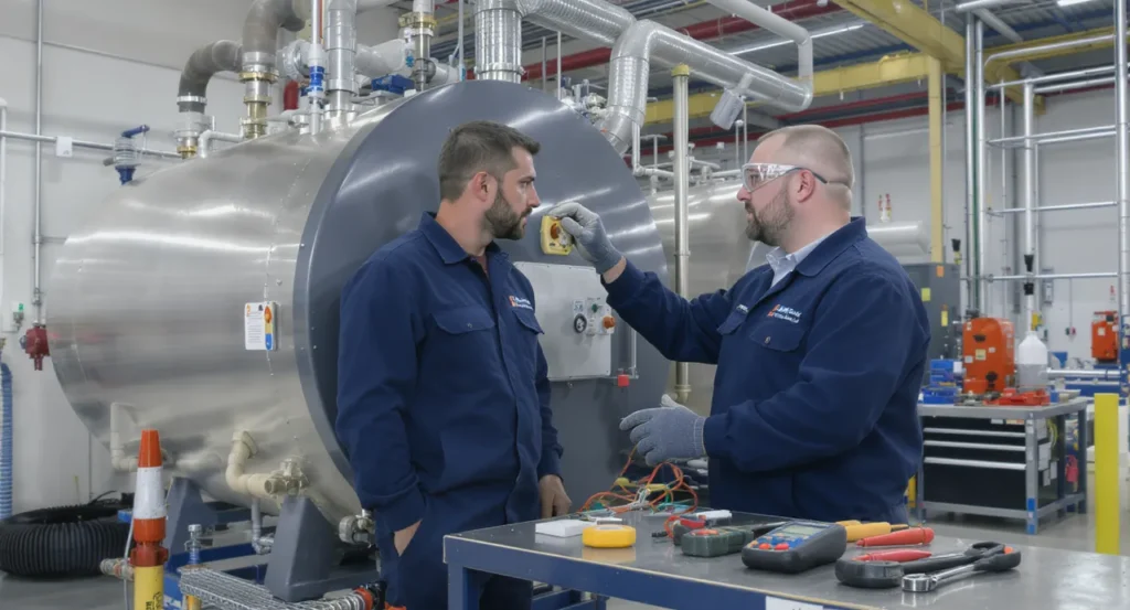 Chauffagiste devis rapide pour le 92 : contactez-nous dès maintenant 2 Technicien chauffagiste réalisant un devis rapide pour le 92