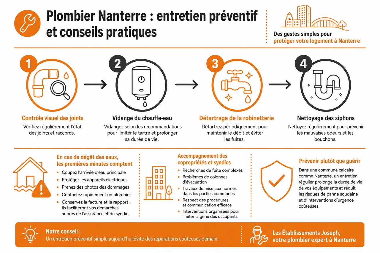 Plombier Nanterre : les Établissements Joseph, votre expert local , Entretien préventif et conseils pratiques pour les habitants de Nanterre