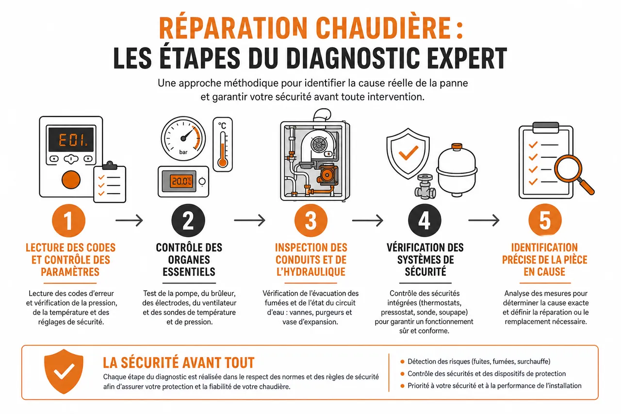 Réparation chaudière dans le 92: service expert des Établissements Joseph , Étapes de la réparation de chaudière et priorité à la sécurité