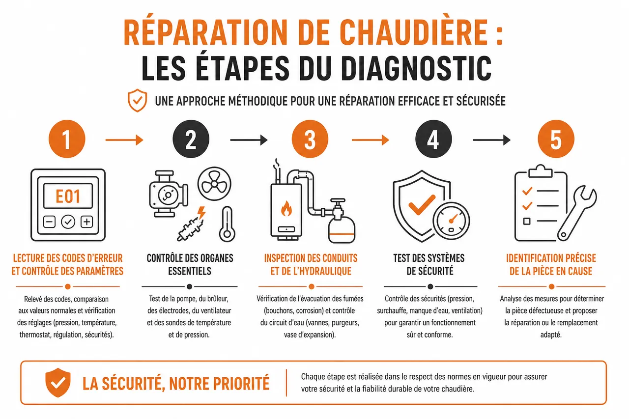 Réparation chaudière dans le 92: service expert des Établissements Joseph , Étapes de la réparation de chaudière et priorité à la sécurité