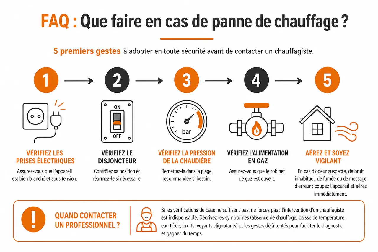 Av chauffage: comment choisir un chauffagiste fiable quand votre installation vous lâche? , FAQ: Que faire en cas de panne de chauffage?