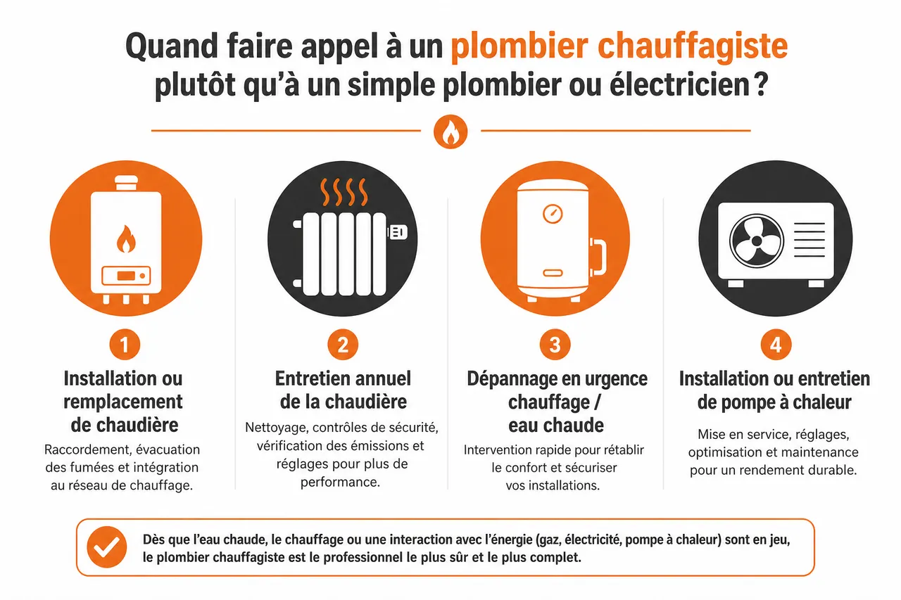 Plombier chauffagiste: quand faire appel à lui plutôt qu’à un simple plombier ou électricien? , Quand faire appel à un plombier chauffagiste plutôt qu’à un simple plombier ou électricien?