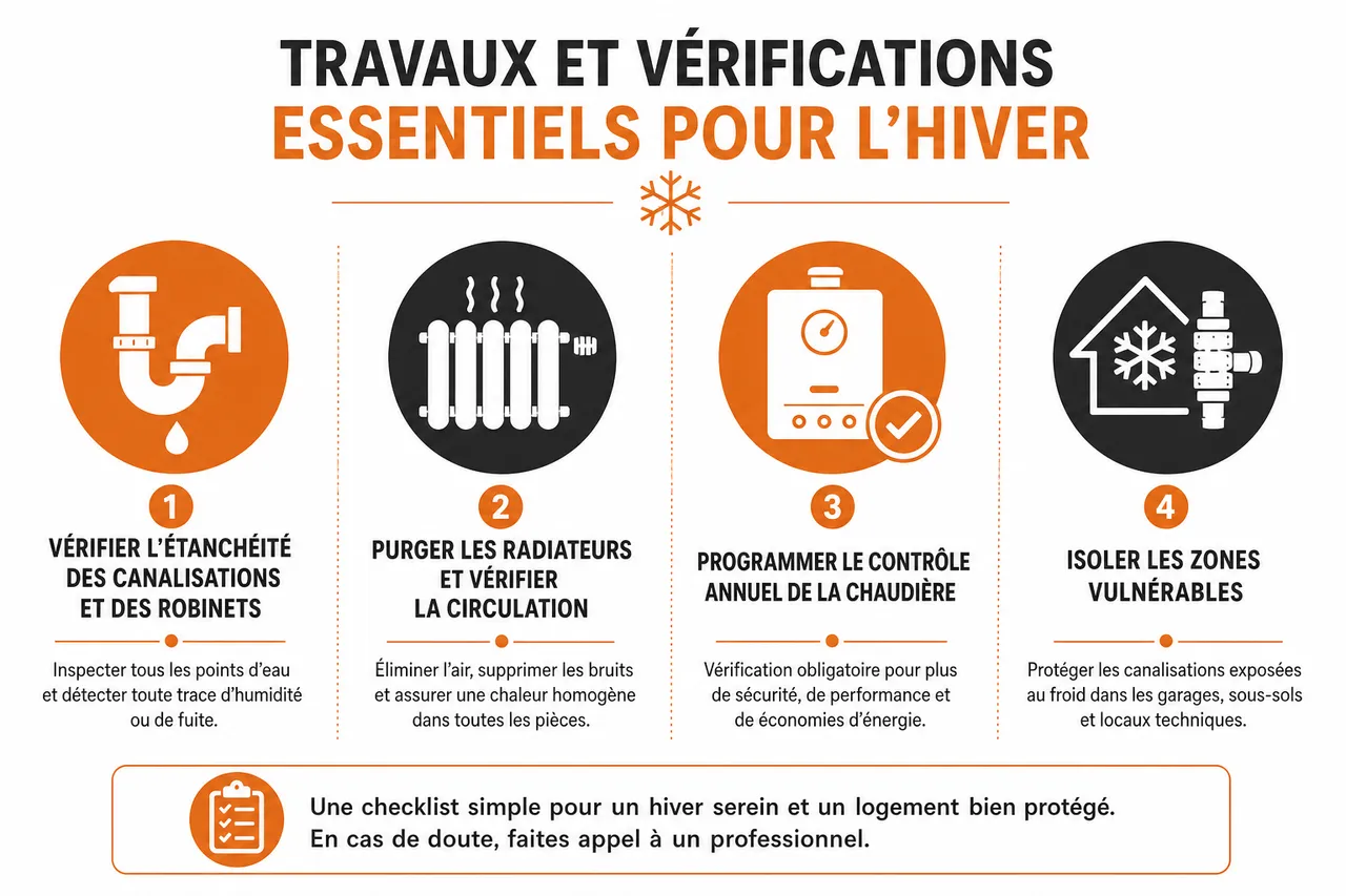 Plomberie et chauffage pour votre logement les travaux essentiels à prévoir pour être tranquille tout l’hiver , Travaux et vérifications essentiels pour l’hiver