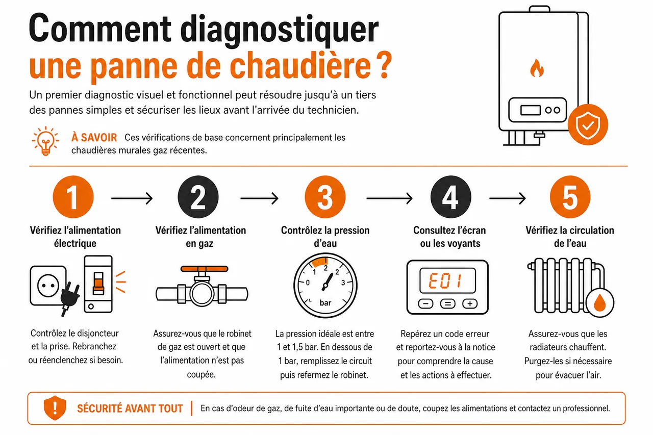 Dépannage de chaudière en panne comment savoir si une réparation suffit ou s’il faut remplacer , Comment diagnostiquer une panne de chaudière?