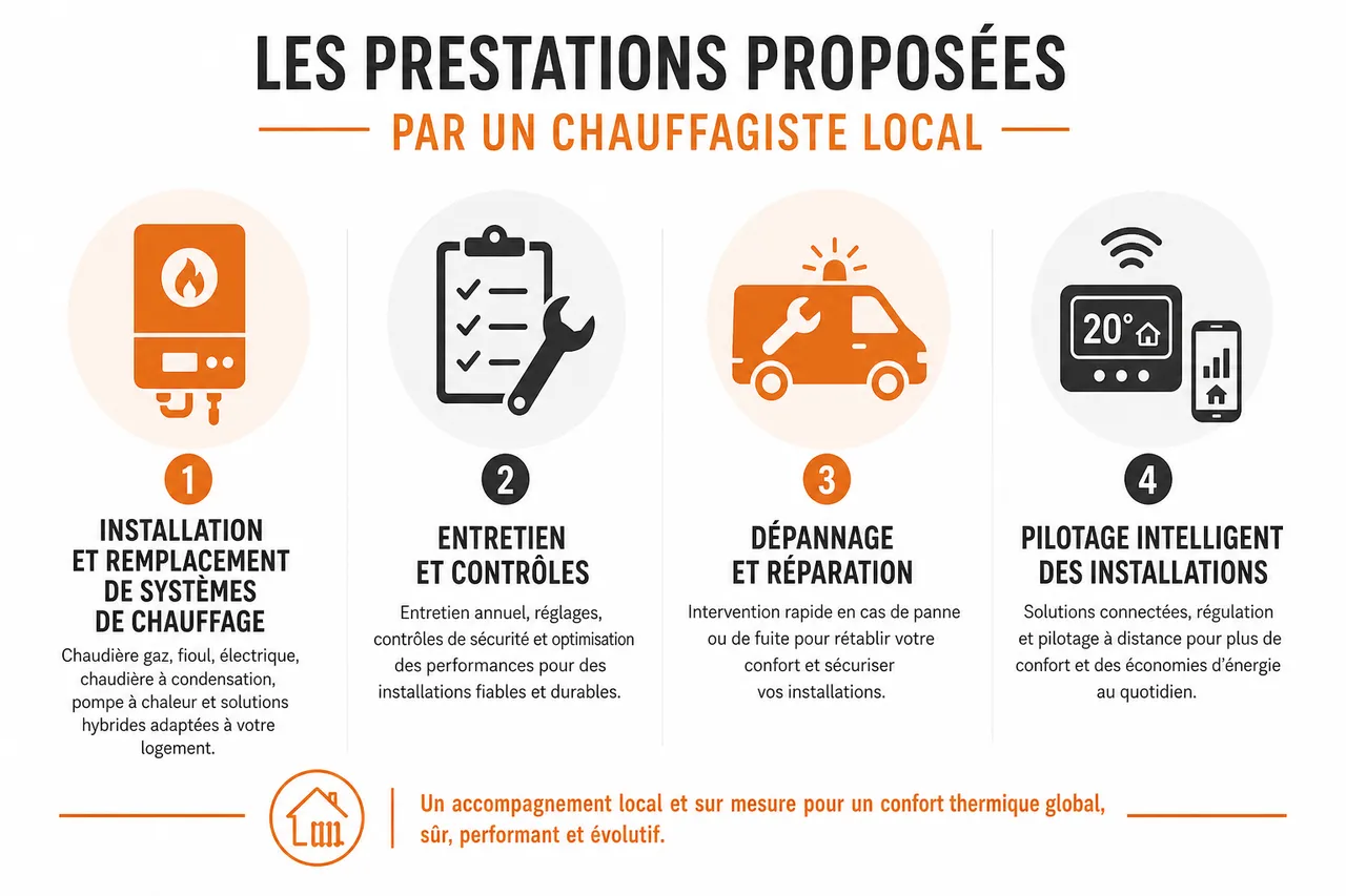Chauffagiste à proximité de chez vous comment repérer un professionnel réactif et bien équipé , Les prestations proposées par un chauffagiste local