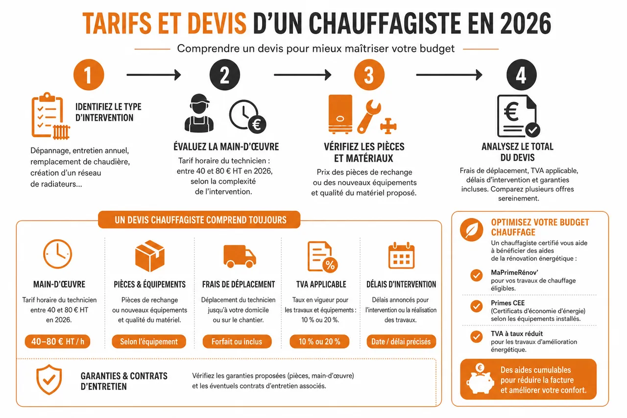 Chauffagiste à proximité de chez vous comment repérer un professionnel réactif et bien équipé , Tarifs et devis d’un chauffagiste en 2026