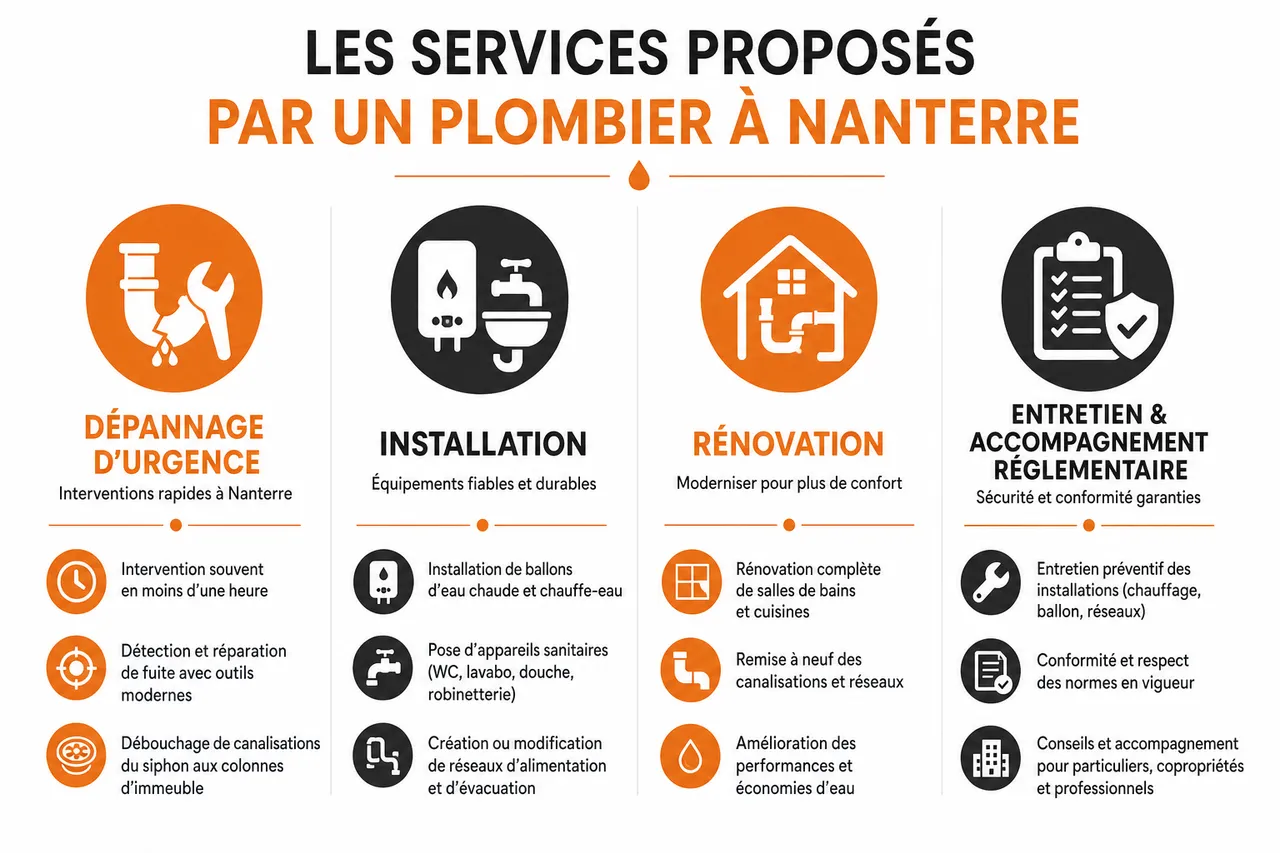 Plombier à Nanterre comment choisir l’artisan adapté à votre type de panne , Les services proposés par un plombier à Nanterre