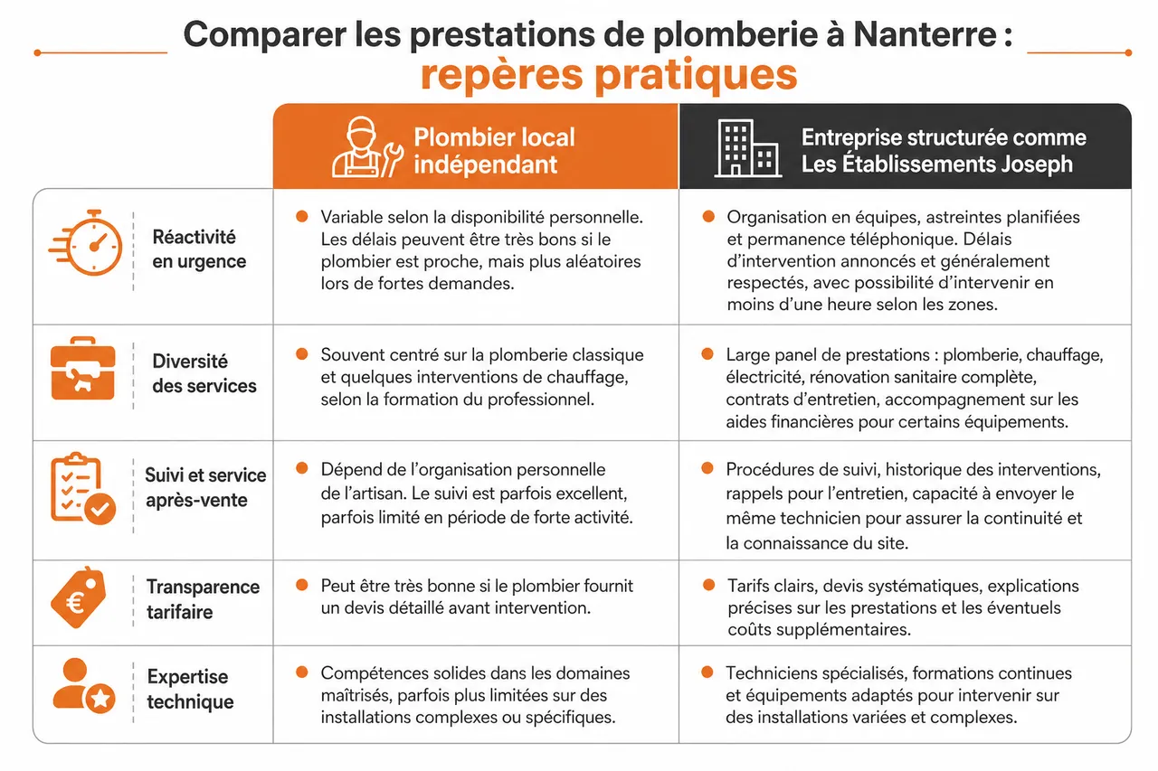 Plombier à Nanterre comment choisir l’artisan adapté à votre type de panne , Comparer les prestations de plomberie à Nanterre: repères pratiques