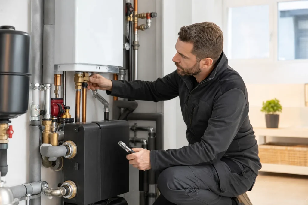 Techniciens en dépannage plomberie chauffage à domicile