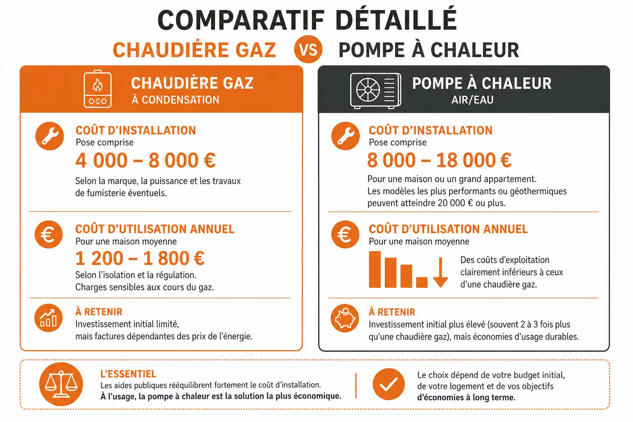 Chaudière gaz ou pompe à chaleur que choisir pour un logement dans les Hauts-de-Seine , Comparatif détaillé: chaudière gaz vs pompe à chaleur