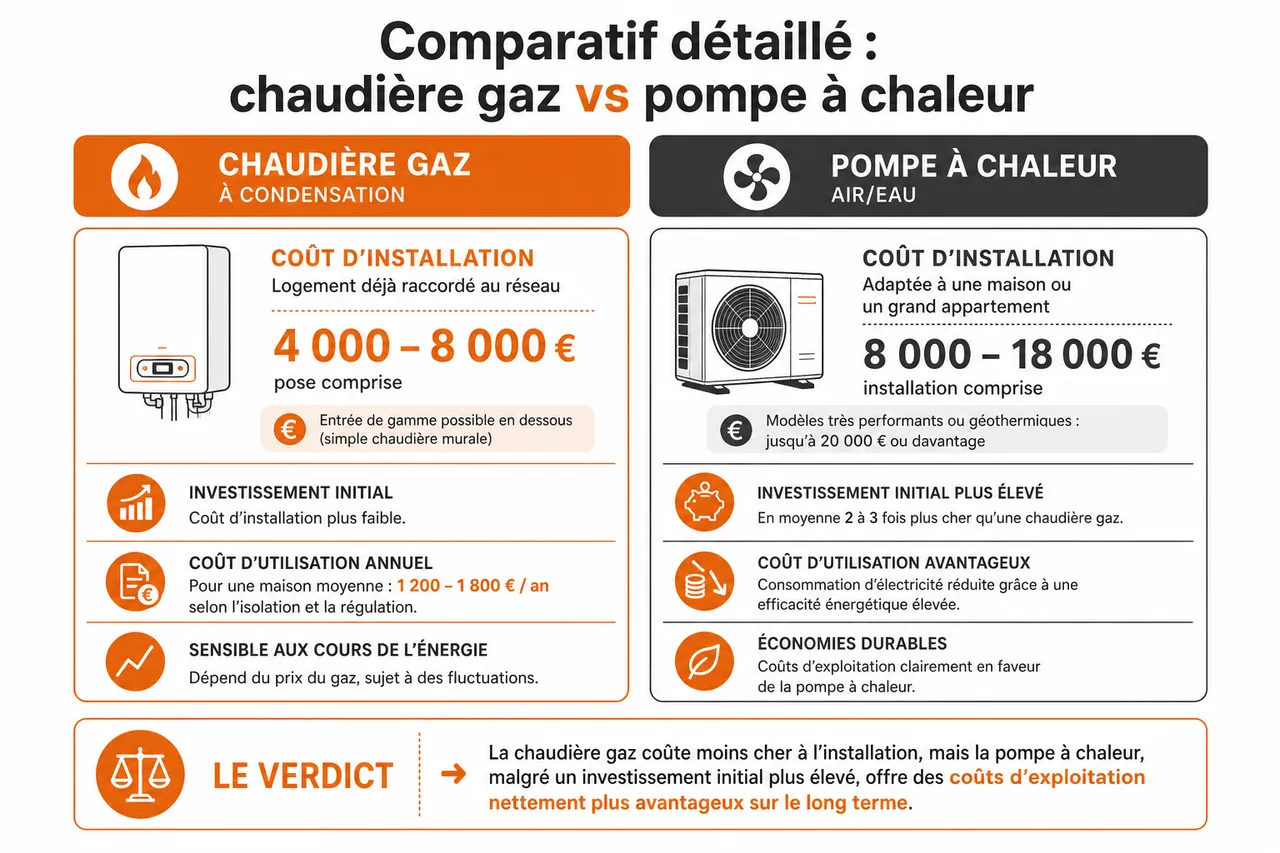 Chaudière gaz ou pompe à chaleur que choisir pour un logement dans les Hauts-de-Seine , Comparatif détaillé: chaudière gaz vs pompe à chaleur