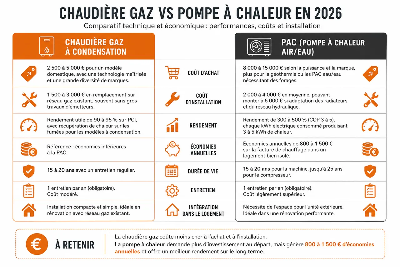 Chaudière gaz ou pompe à chaleur que choisir pour un logement dans les Hauts-de-Seine , Comparatif technique et économique: performances, coûts et installation