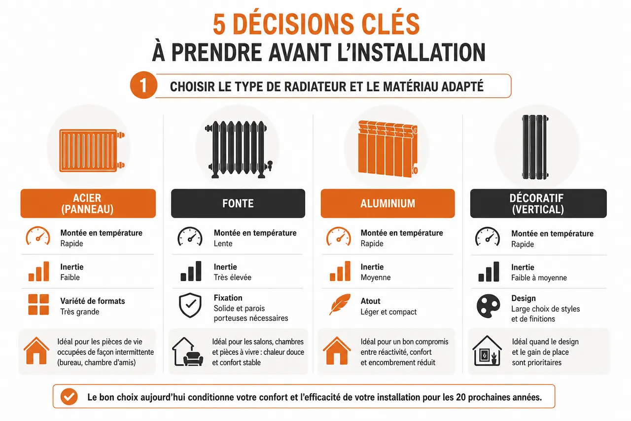 Installation de radiateurs pour chauffage central 5 décisions à prendre avant l’arrivée du chauffagiste , 5 décisions clés à prendre avant l'installation