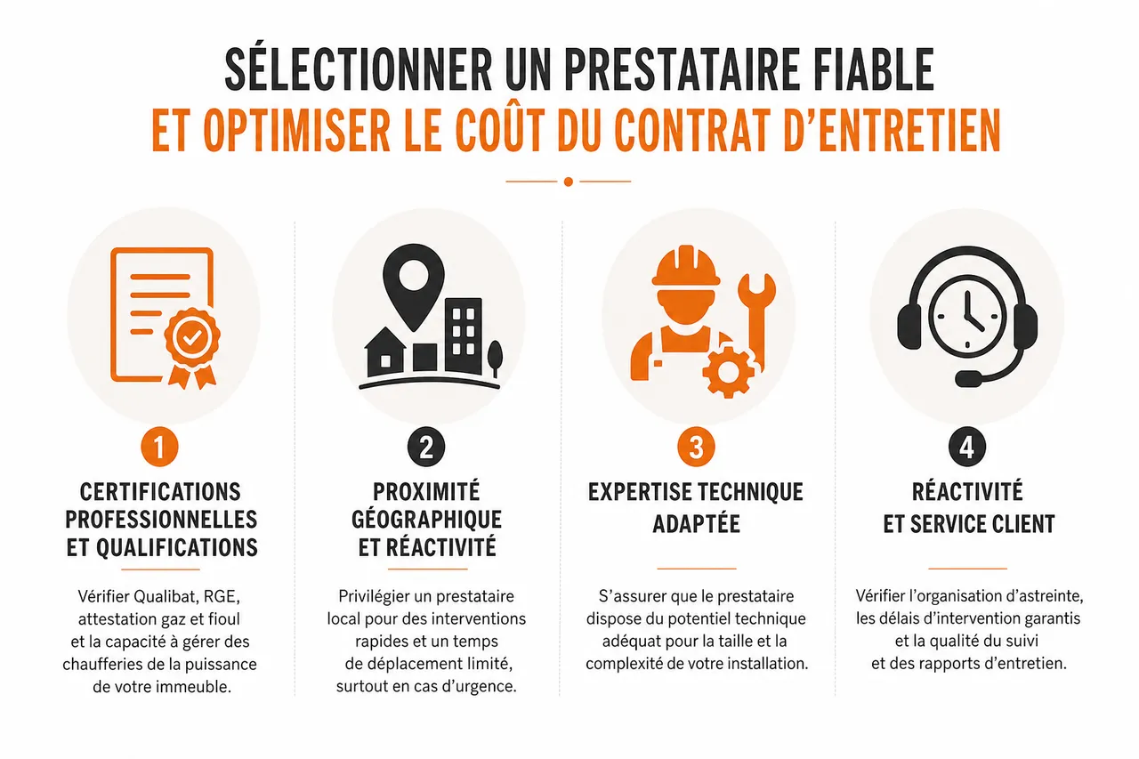 Contrat d’entretien pour chauffage collectif en copropriété comment protéger votre immeuble sans surpayer , Sélectionner un prestataire fiable et optimiser le coût du contrat d’entretien