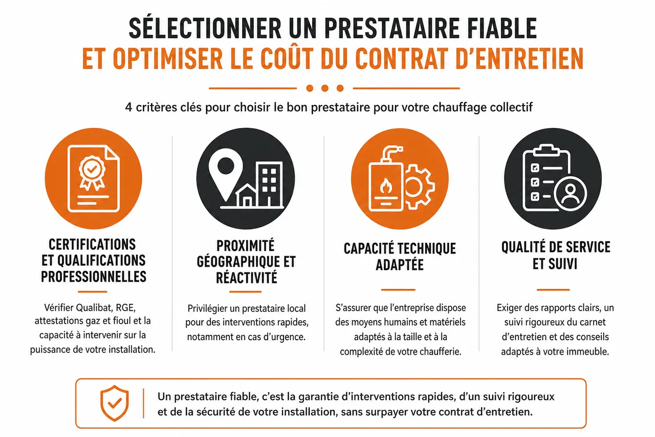 Contrat d’entretien pour chauffage collectif en copropriété comment protéger votre immeuble sans surpayer , Sélectionner un prestataire fiable et optimiser le coût du contrat d’entretien