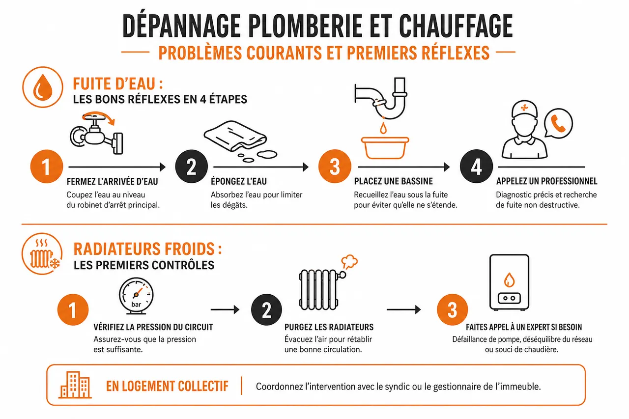Plomberie et chauffage dans un logement: ce qu’il faut savoir pour éviter les pannes coûteuses , Dépannage plomberie et chauffage: problèmes courants et premiers réflexes