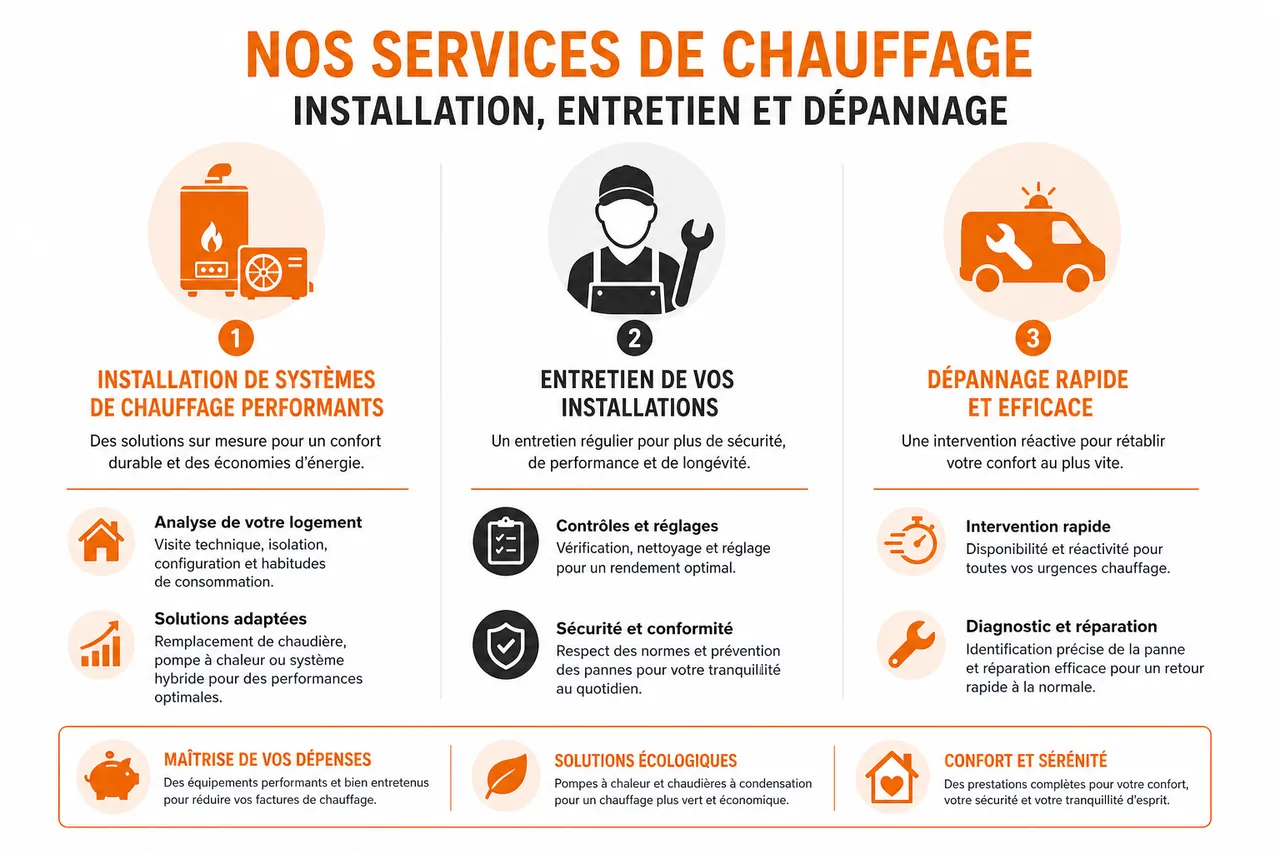 Entreprise de chauffage dans les Hauts-de-Seine: installation, dépannage et conseils pour réduire vos factures , Nos services de chauffage: installation, entretien et dépannage
