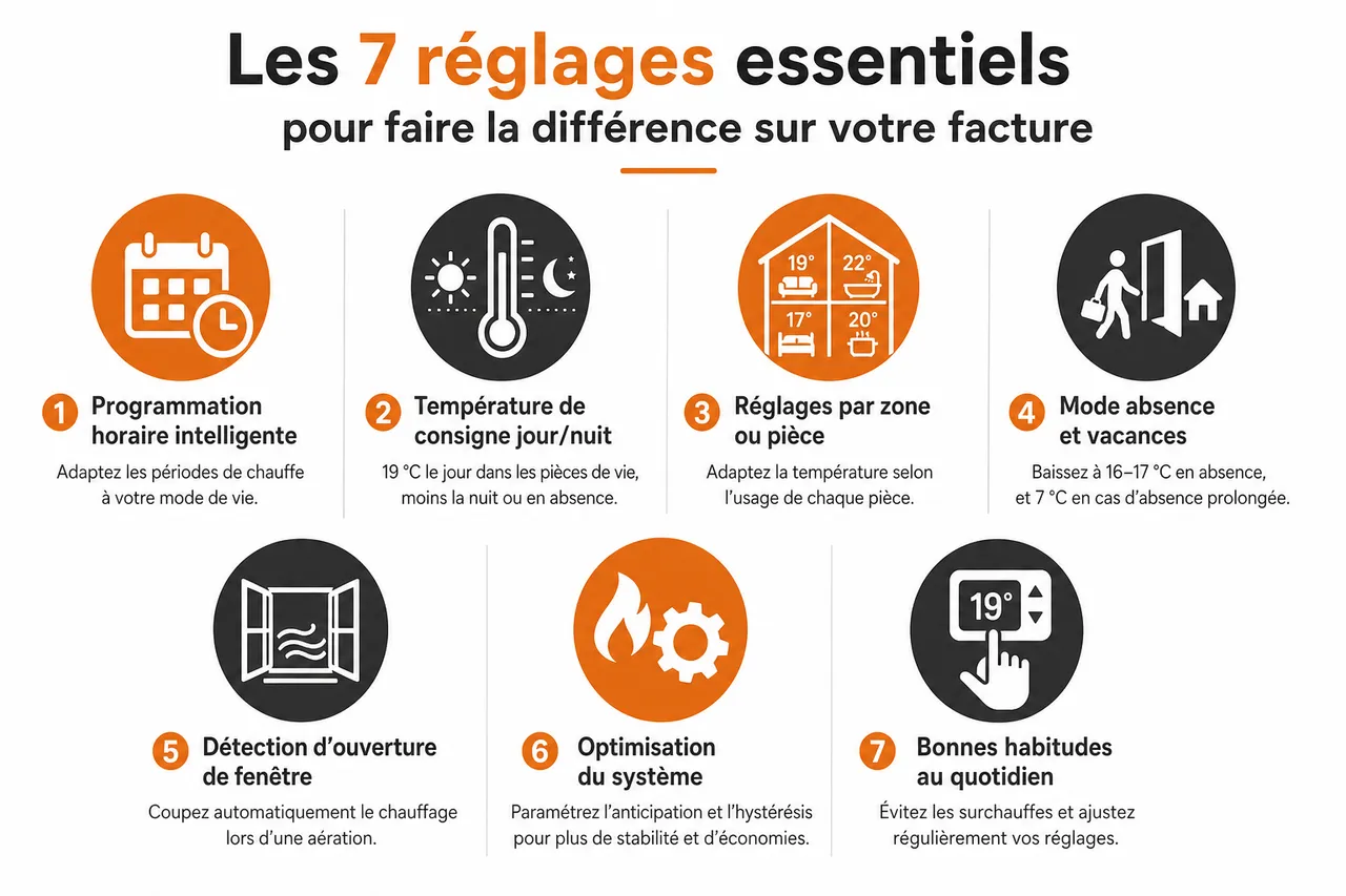7 réglages de thermostat d’ambiance qui changent vraiment la facture , Les 7 réglages essentiels pour faire la différence sur votre facture