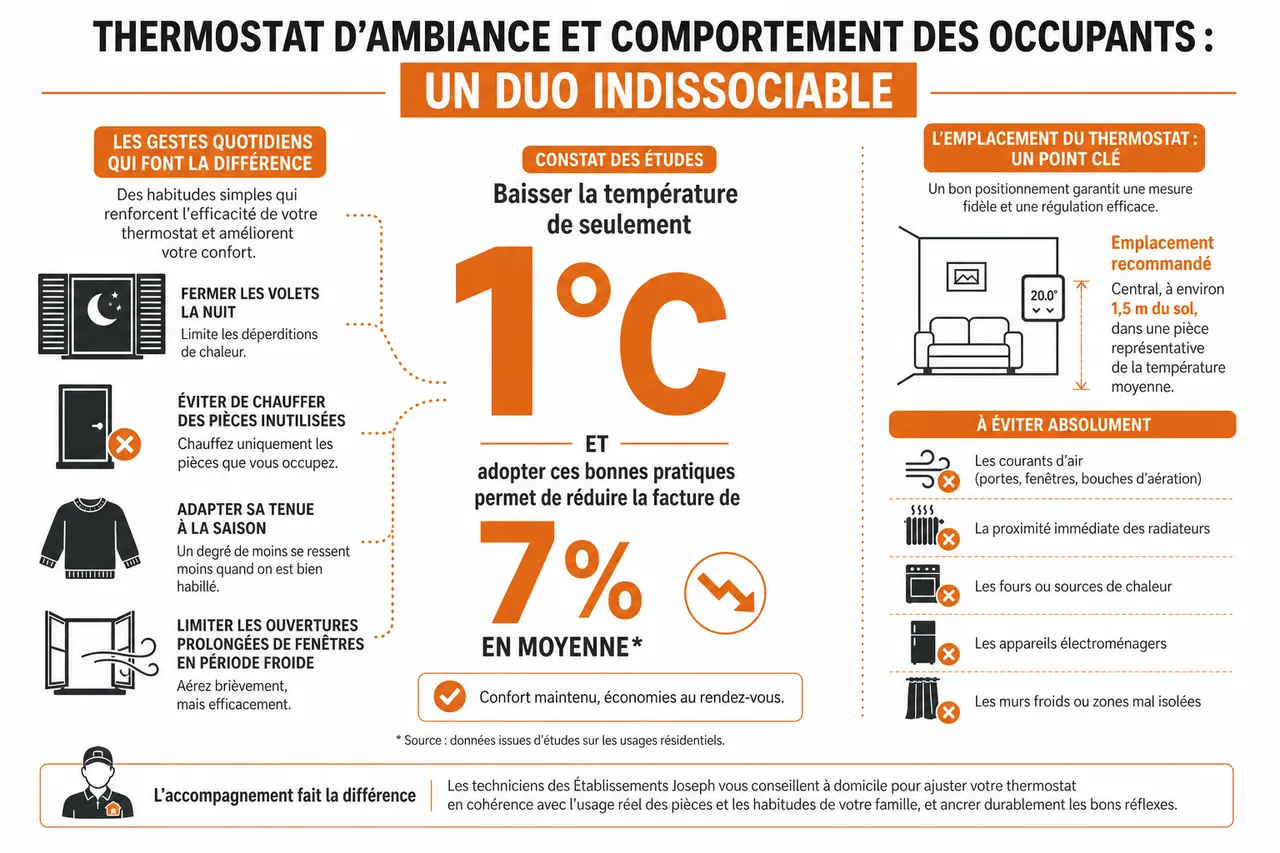 7 réglages de thermostat d’ambiance qui changent vraiment la facture , Thermostat d’ambiance et comportement des occupants: un duo indissociable