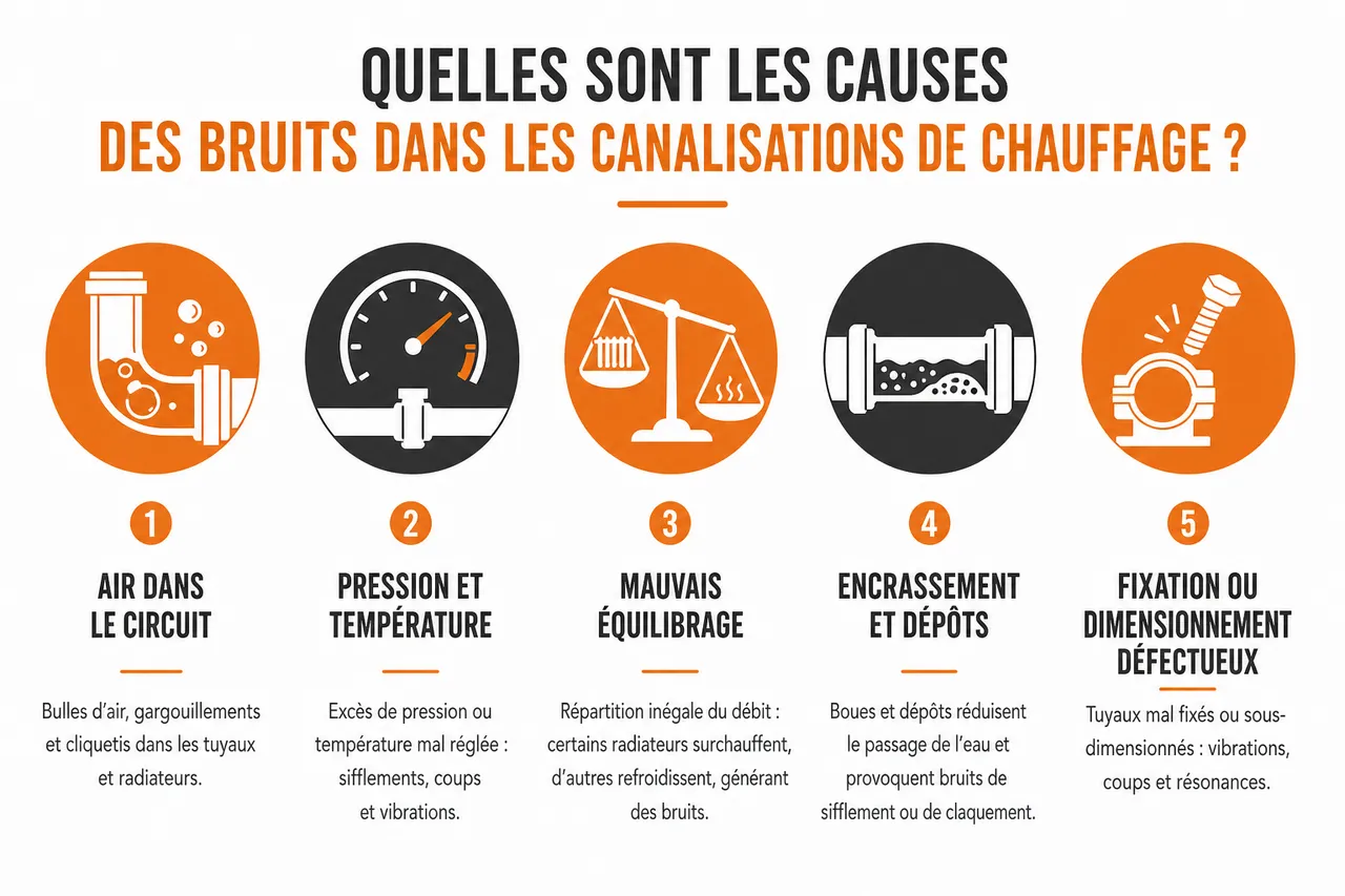 Bruit de canalisation dans le chauffage, les causes que l’on néglige souvent , Quelles sont les causes des bruits dans les canalisations de chauffage?