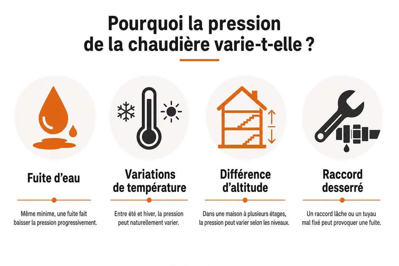 Pourquoi la pression de chaudière baisse souvent sans panne grave? , Pourquoi la pression de la chaudière varie-t-elle?
