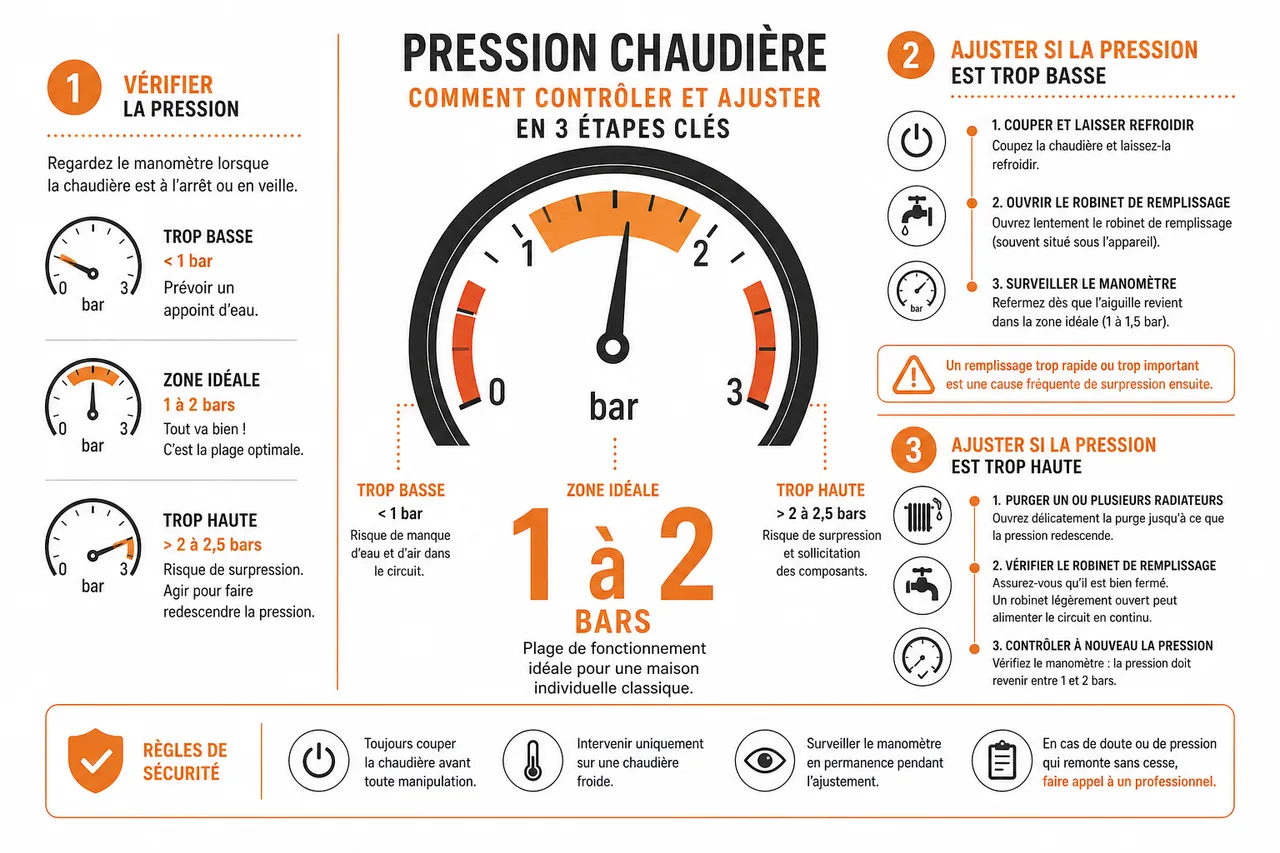 Pourquoi la pression de chaudière baisse souvent sans panne grave? , Comment contrôler et ajuster la pression de sa chaudière?