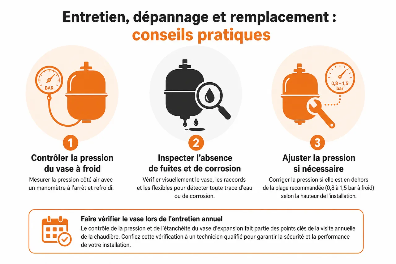 Vase d’expansion de chaudière, le composant que beaucoup découvrent trop tard , Entretien, dépannage et remplacement: conseils pratiques