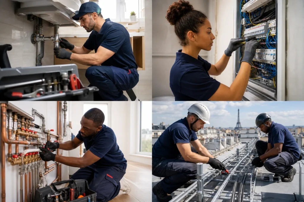Ouvrier plombier en intervention à Suresnes pour dépannage et rénovation