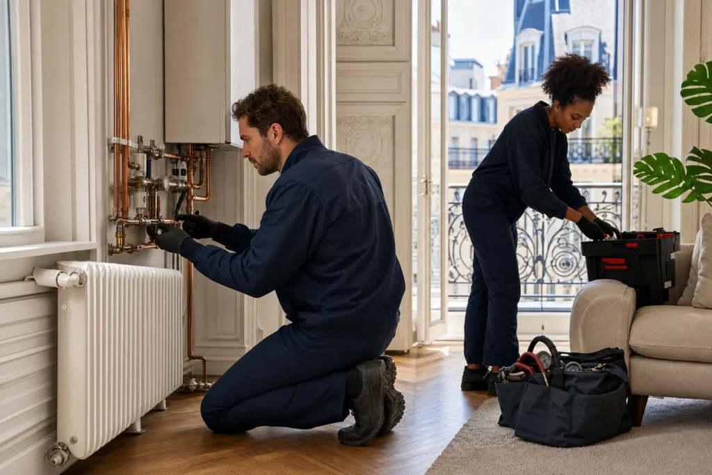 Préparation logement avant intervention d’un plombier chauffagiste professionnel