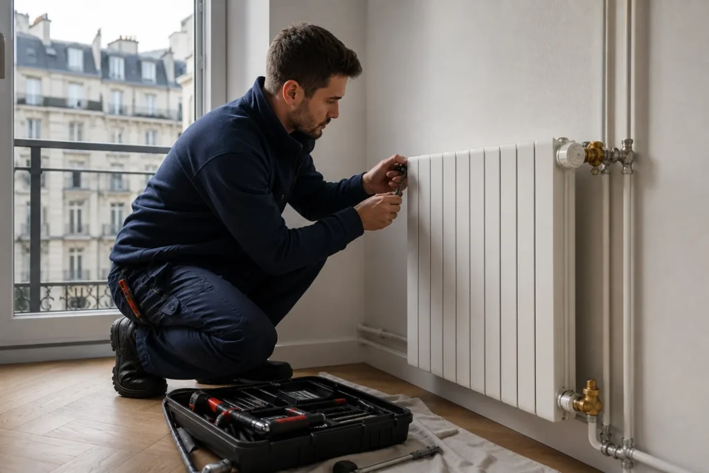 Radiateur en cours de purge pour améliorer chauffage