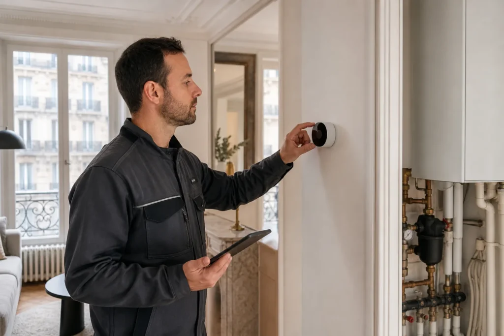 Thermostat réglé pour une température optimale de chauffage durable