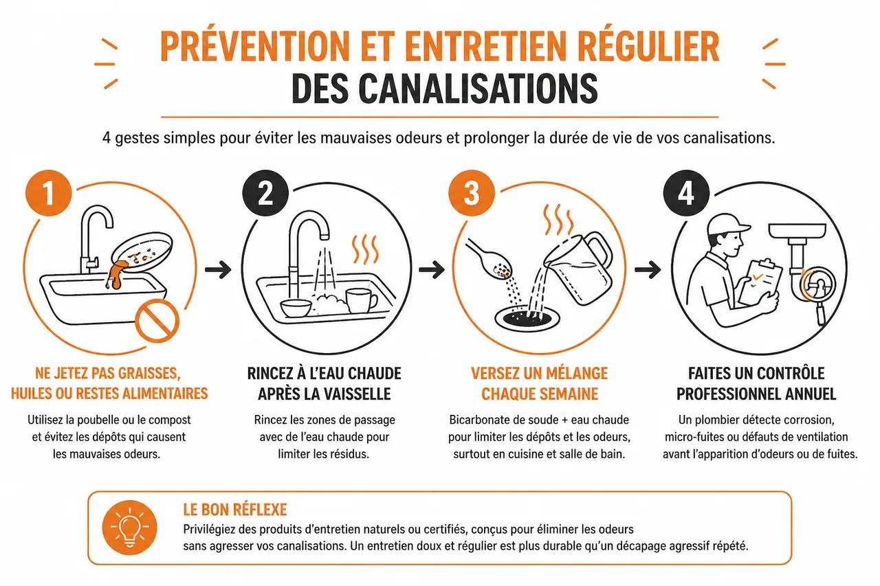 Mauvaise odeur dans les canalisations, d’où vient-elle vraiment ? 4 Mauvaise odeur dans les canalisations, d’où vient-elle vraiment? , Prévention et entretien régulier des canalisations