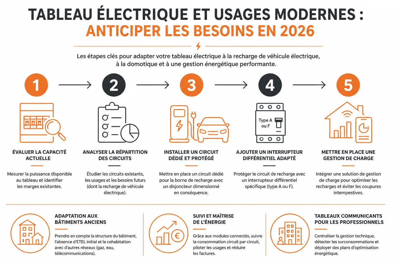 Tableau électrique, 5 signes qu’il mérite d’être contrôlé rapidement 4 Tableau électrique, 5 signes qu’il mérite d’être contrôlé rapidement , Tableau électrique et usages modernes: anticiper les besoins en 2026