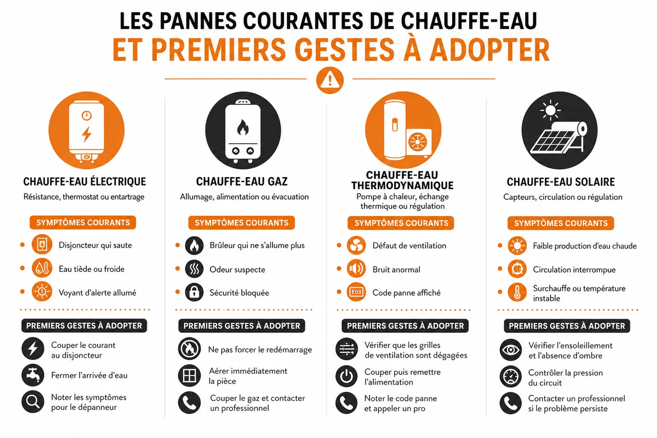 Dépannage de chauffe-eau en urgence sans mauvaise surprise 3 Dépannage de chauffe-eau en urgence sans mauvaise surprise , Les pannes courantes de chauffe-eau et premiers gestes à adopter