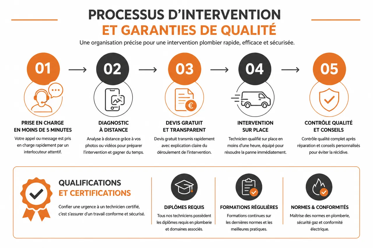 Intervention de plombier rapide quand chaque minute compte 4 Intervention de plombier rapide quand chaque minute compte , Processus d’intervention et garanties de qualité